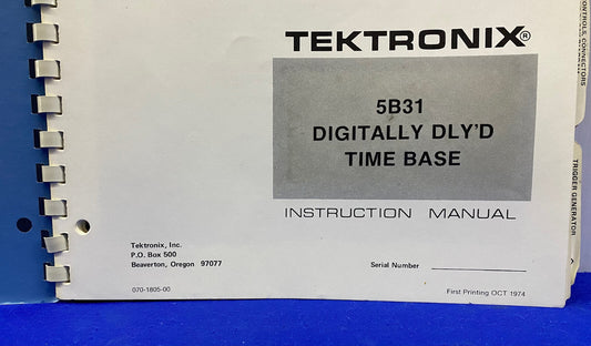 TEKTRONIX ® 5B31 / 070-1805-00 デジタル遅延タイムベース取扱説明書