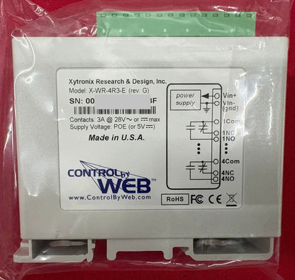 CONTROL BY WEB X-WR-4R3-E ETHERNET CONTROL MODULE 4 INDEPENDENT RELAY OUTPUTS