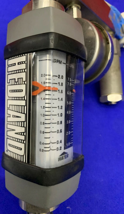Débitmètre d'eau Hedland H605S-002 avec manomètre McDaniel 300 psi 