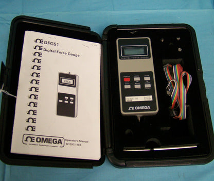 OMEGA DFG51 DIGITAL FORCE GAGE W/CASE 50LB RANGE RS232 ANALOG (NO POWER CORD)