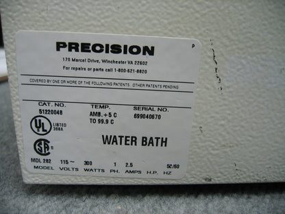 BAÑO DE AGUA CALENTADO PRECISION MDL 282 / CAT NO 51220048 SIN TAPA