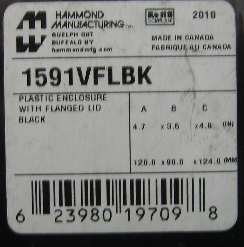 HAMMOND MANUFACTURING 1591VFLBK KUNSTSTOFFGEHÄUSE MIT FLANSCHDECKEL, SCHWARZ 