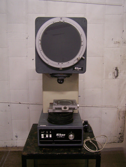 NIKON PROFILE PROJECTOR V-12,SN 154014,INSPECTION EQUIPMENT 5X TO 50X ADJUSTMENT