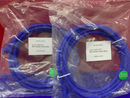 Lot de 20 câbles réseau bleus Cat52e/Cat6UTP - Voir l'annonce pour connaître les quantités et les modèles.