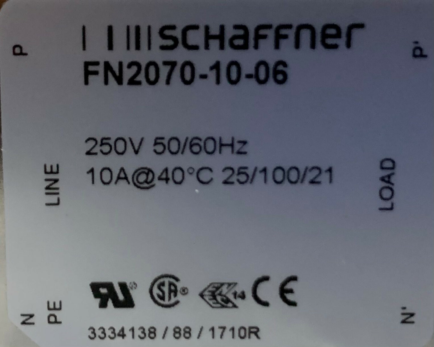 Schaffner Netzfilter Mehrstufige Leistung FN2070-10-06 10A 250V 