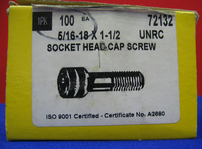 HOLO-KROME ALLEN  72132 3H682  5/16-18 X 1-1/2  SOCKET HEAD CAP SCREW
