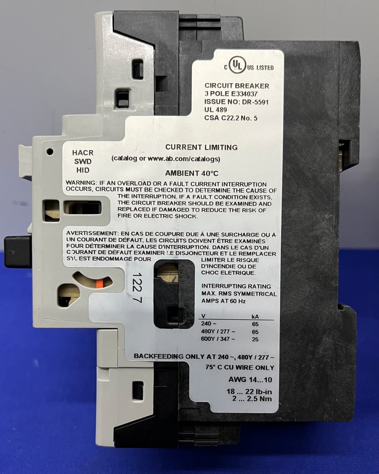 Disjoncteur Allen Bradley AB Case - 1 lot, 1 pièce - 140UD6D3C20 et 140UD6D3C15