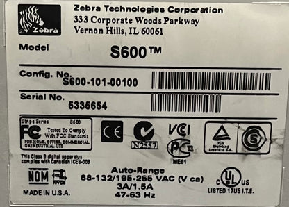 ZEBRA STRIPE S600 ™  LABEL PRINTER S600-101-00100 - PARTS/REPAIR