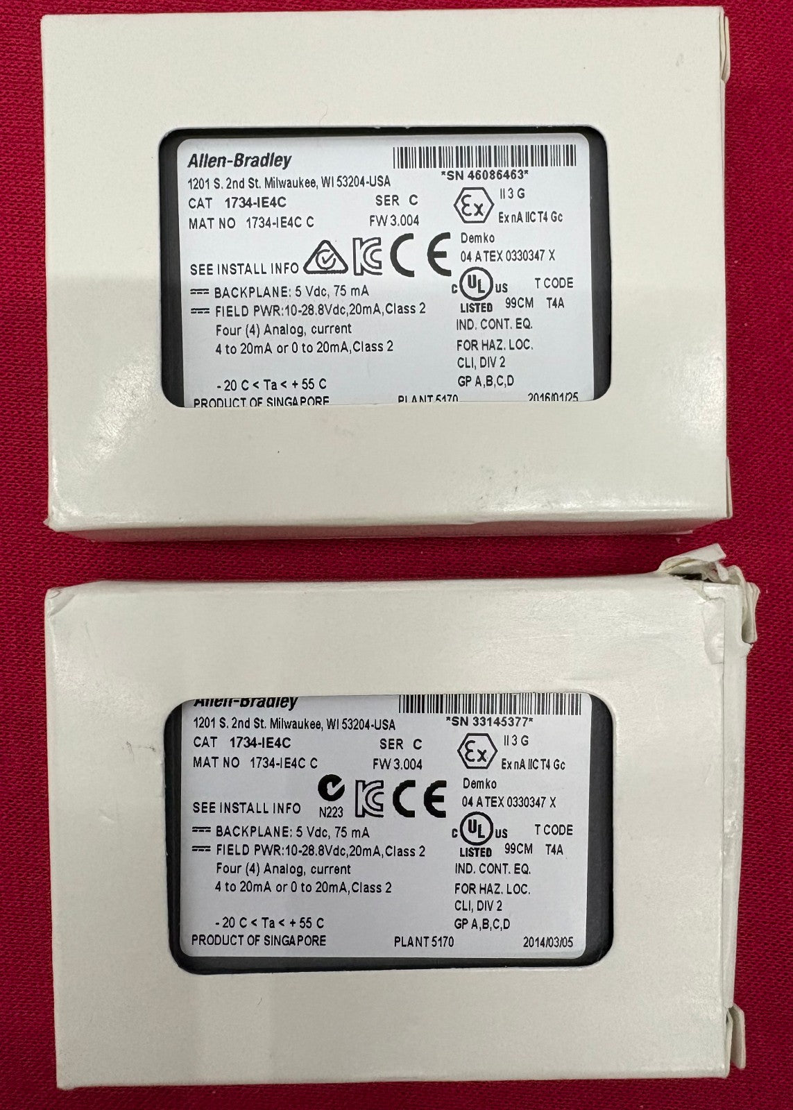 Allen Bradley AB 1734-IE4C SER C POINT I/O 4 POINT ANALOG INPUT MODULE - QTY 2