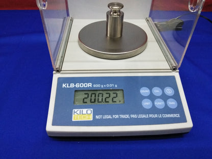 KILOTECH KLB-600R,SN  CS176349,ELECTRONIC SCALE 600 GR 0.01 GRAM MASS.