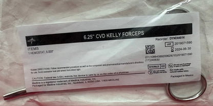 MEDLINE 6.25” CVD KELLY FORCEPS CURVED DATE 6-30-2024 1 HEMOSTAT 6.000”