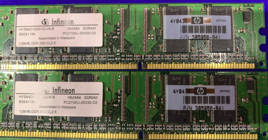 AANTAL 4 - HP / HEWLETT PACKARD 305956-041 DIMM-GEHEUGENMODULES 128 MB