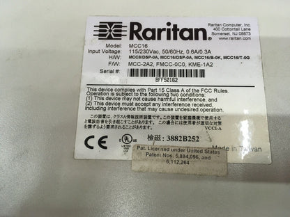 COMMUTATEUR KVM 16 PORTS RARITAN COMPUTER MCC16 MASTERCONSOLE II 