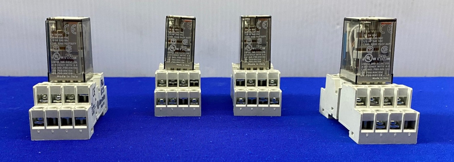 Allen Bradley 700-HN103  RELAY SOCKET BASE & 700-HC24Z24-4 ICE CUBE RELAY  QTY 4