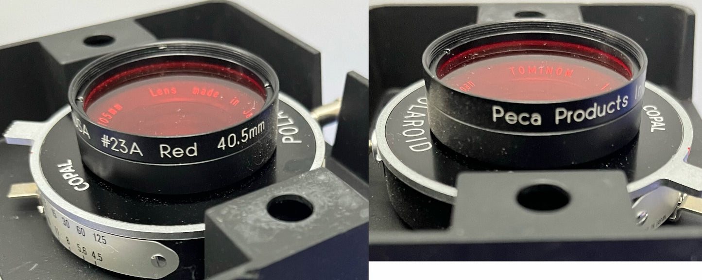 POLAROID GELCAM COPAL ROOD SLUITER met EP-H7 0.7x ELEKTROFORESEKAP 