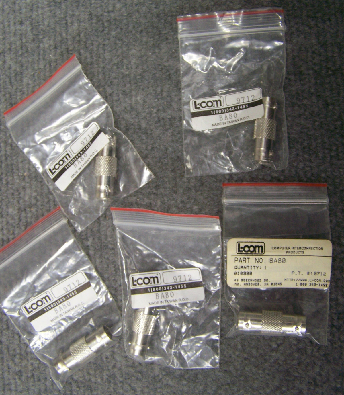 Adaptateur coaxial L-COM / LCOM BA80 / 9712 BNC femelle / femelle