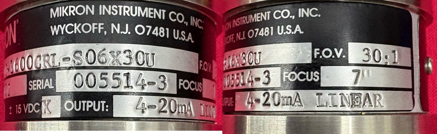 MIKRON INFRARED M78 0900-1600CRL-S06X30U TEMPERATURE SENSOR THERMOMETER - PARTS