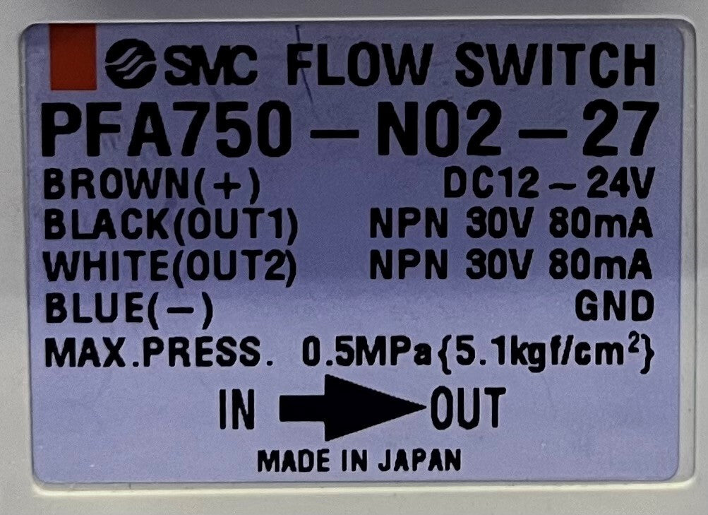 SMC Digital Flow Switch PFA750-N02-27 12-24VDC