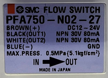 SMC Digital Flow Switch PFA750-N02-27 12-24VDC
