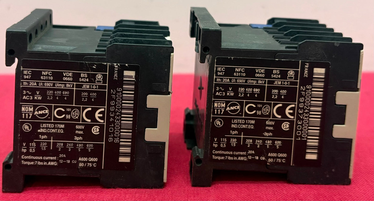 Lot of 2 TELEMECANIQUE CONTACTOR LP4K0910BW3 24V ITEMS ARE USED