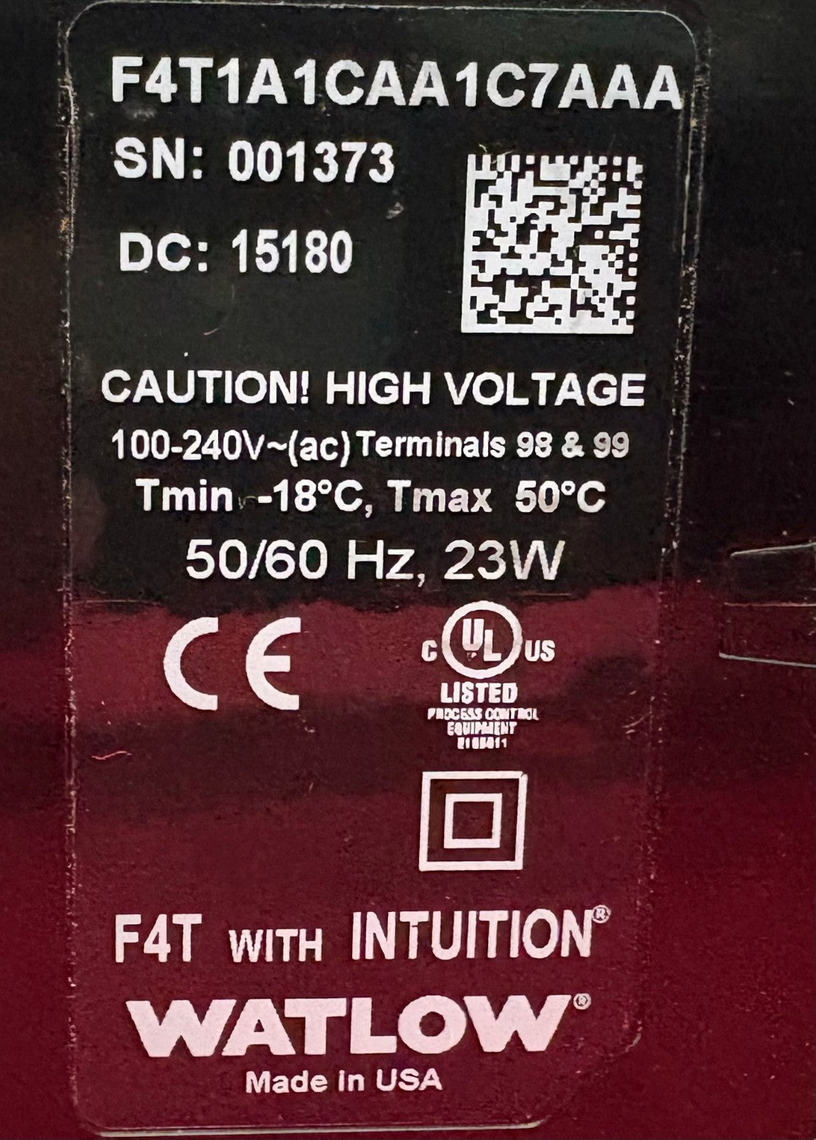 WATLOW F4T PROCESS CONTROLLER F4T1A1CAA1C7AAA TOUCH SCREEN PANEL