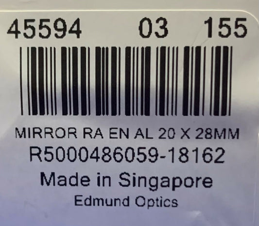 Espejo de ángulo recto con revestimiento de aluminio mejorado de 20 mm EO Edmund Optics 45-594 / 45594 