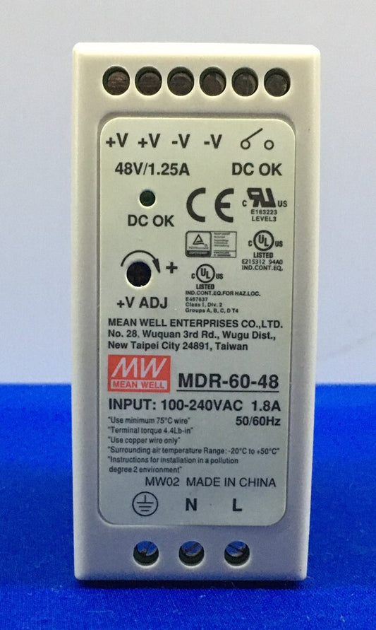 FUENTE DE ALIMENTACIÓN CA A CC MW / MEAN WELL MDR-60-48 PARA CARRIL DIN