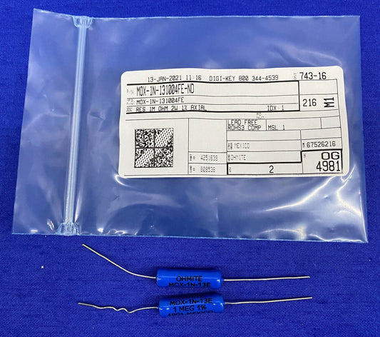 1 CONFEZIONE QTY 2 - OHMITE DIGI-KEY ® MOX-1N-131004FE MOX-1N-131004FE-ND RESISTORE