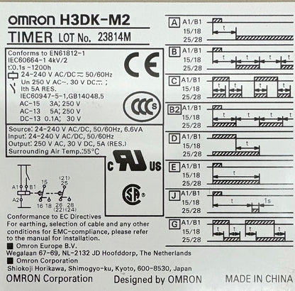 OMRON H3DK / H3DK-M2 TIMER RELAY 24-240 V AC/DC 50/60Hz - 1 LOT QTY 2