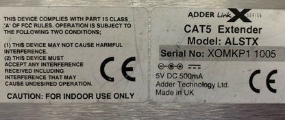 Lot of 2 AdderLink XLSliver CAT 5 EXTENDER ALSTX 5V DC