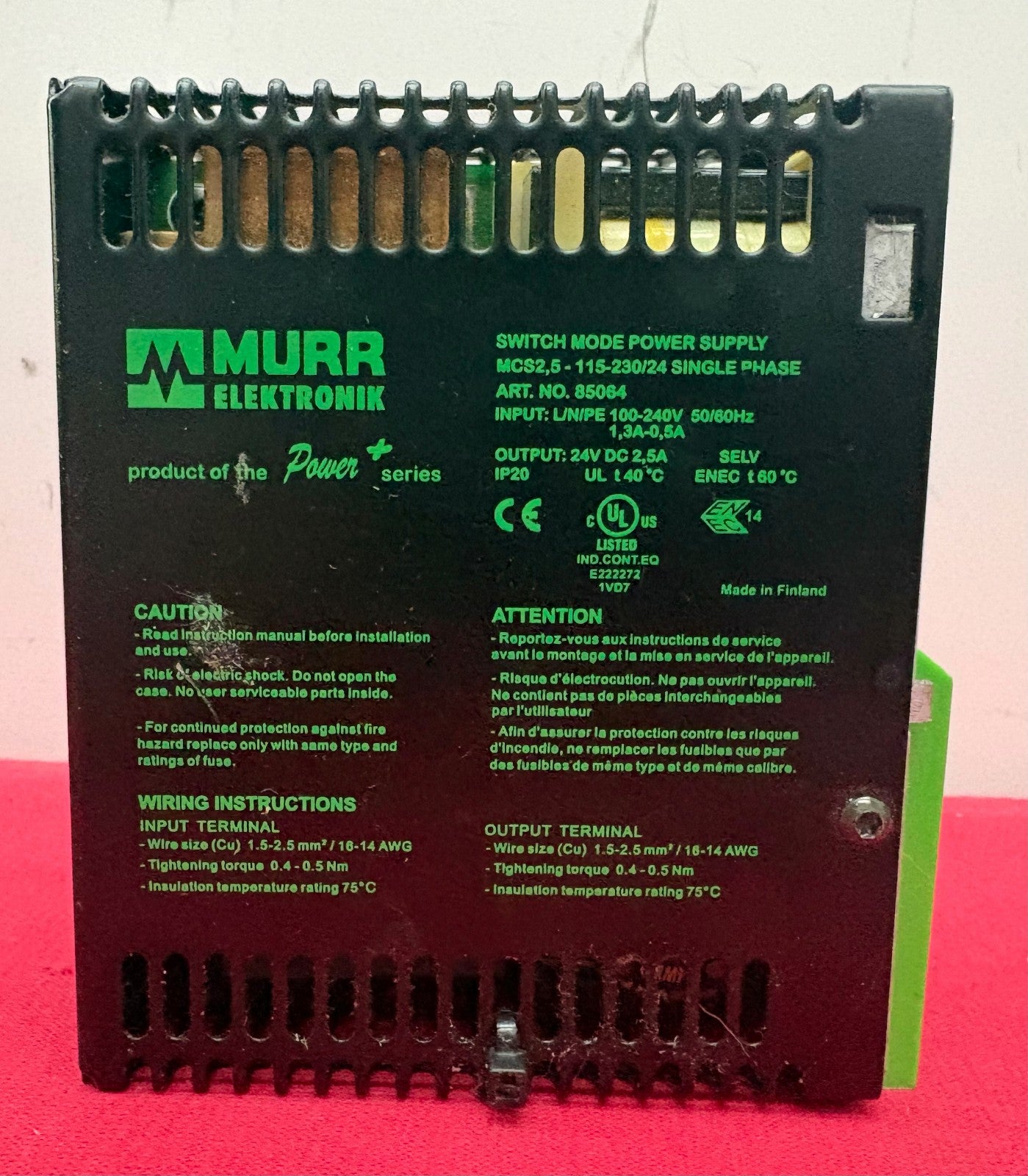 MURR SWITCH MODE POWER SUPPLY 85064 MCS2.5-115-230/24 INPUT 100-240