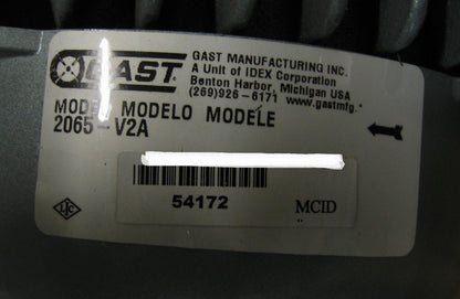 GAST 65 SERIES ROTARY VANE VACUUM PUMP/COMPRESSOR 2065-V2A - FOR PARTS/REPAIR