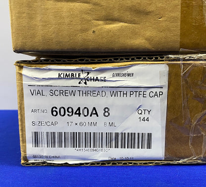 KIMBLE CHASE 60940A 8 / 60940A-8 FLACONSCHROEFDRAAD MET PTFE-DOP - 2 VERPAKKINGEN VAN 144EA 
