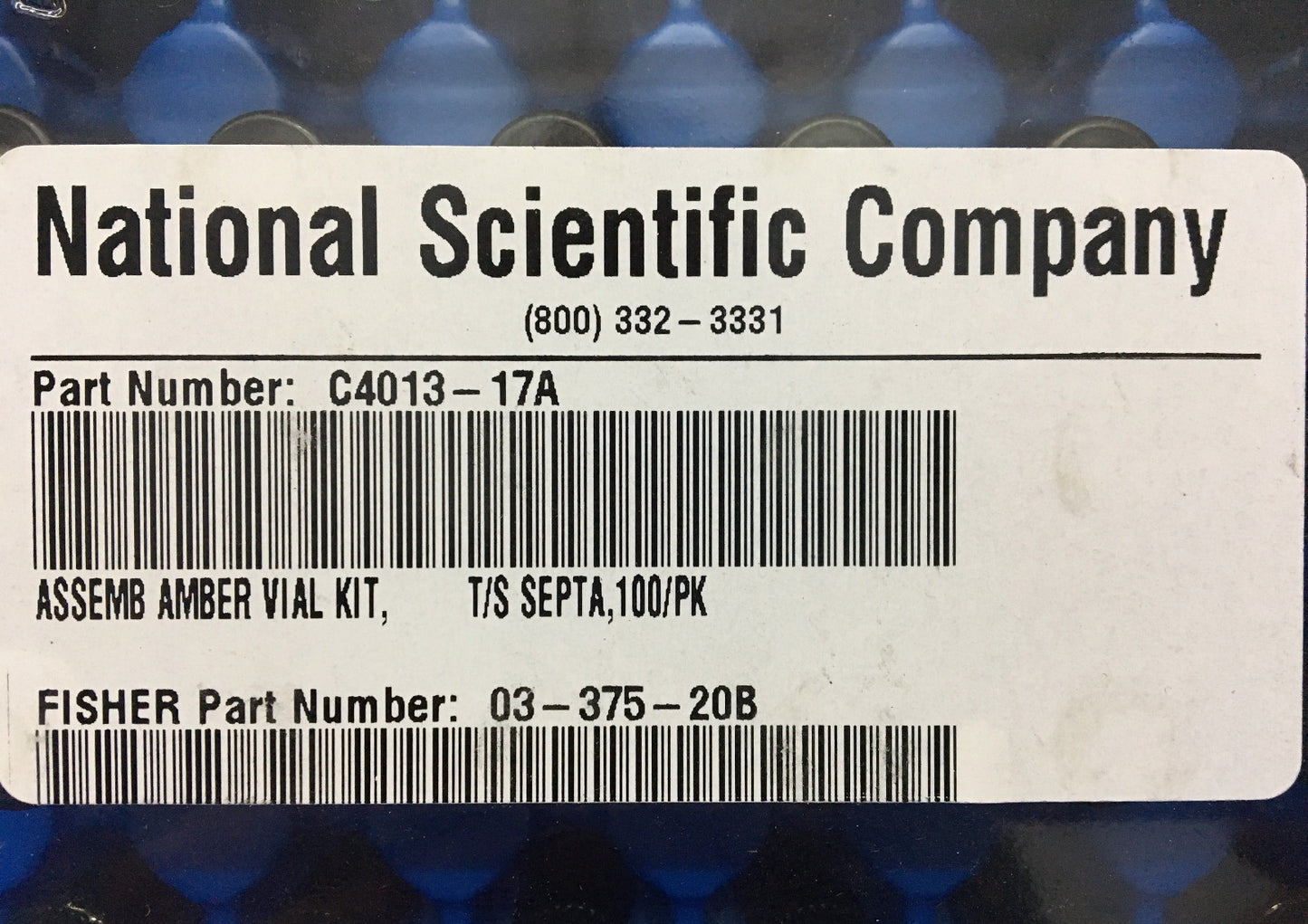 KIT DE FLACONS AMBRÉS À ASSEMBLER NATIONAL SCIENTIFIC FISHER C4013-17A « 1 PAQUET DE 100 FLACONS » 