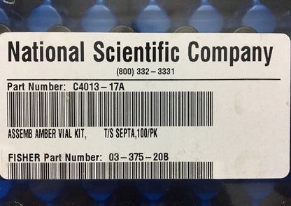 KIT DE FLACONS AMBRÉS À ASSEMBLER NATIONAL SCIENTIFIC FISHER C4013-17A « 1 PAQUET DE 100 FLACONS » 