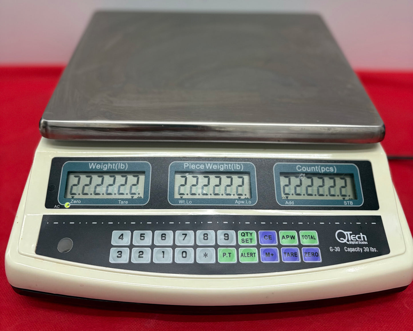 QTECH ELECTRONIC DIGITAL COUNTING SCALE G-30 (30lbs 13.6kg) 110V / 60Hz