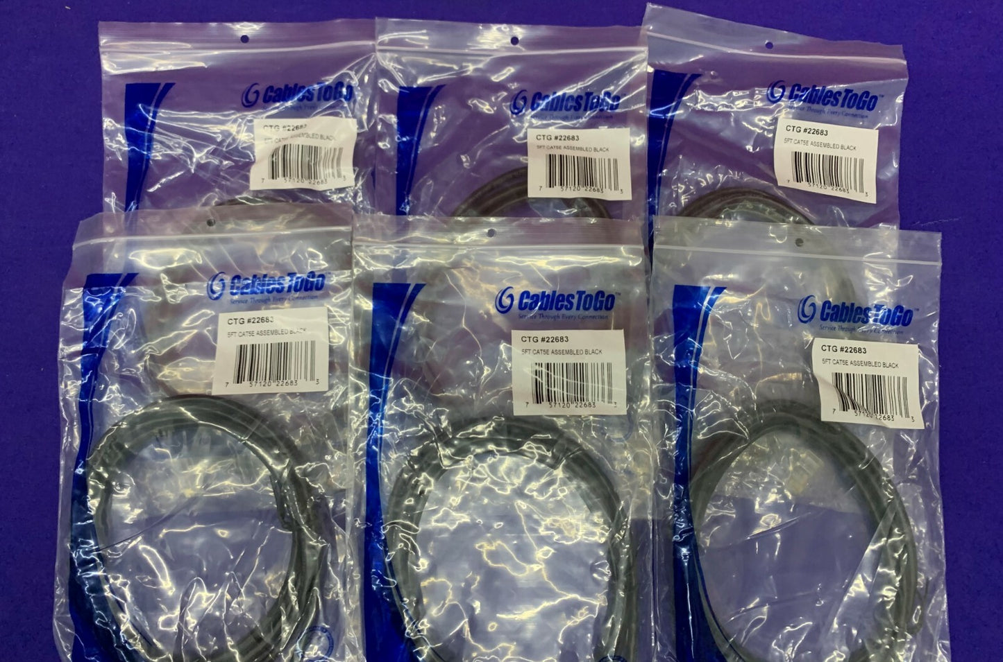 1 lote de 6 unidades - Cables To Go C2G 22683 Cable de conexión de red Ethernet Cat5e de 5 pies 