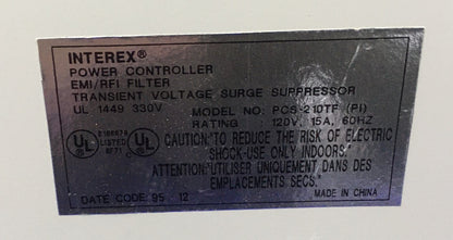 INTEREX SURGE/SLAYER PCS-210TF POWER CONTROLLER 120V 15A 60HZ POWERS UP