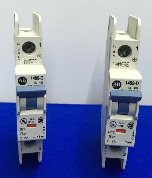 1 LOT QTY OF 2 Allen-Bradley AB 1489-D 1489-D1C020 SER A CIRCUIT BREAKER 1 POLE