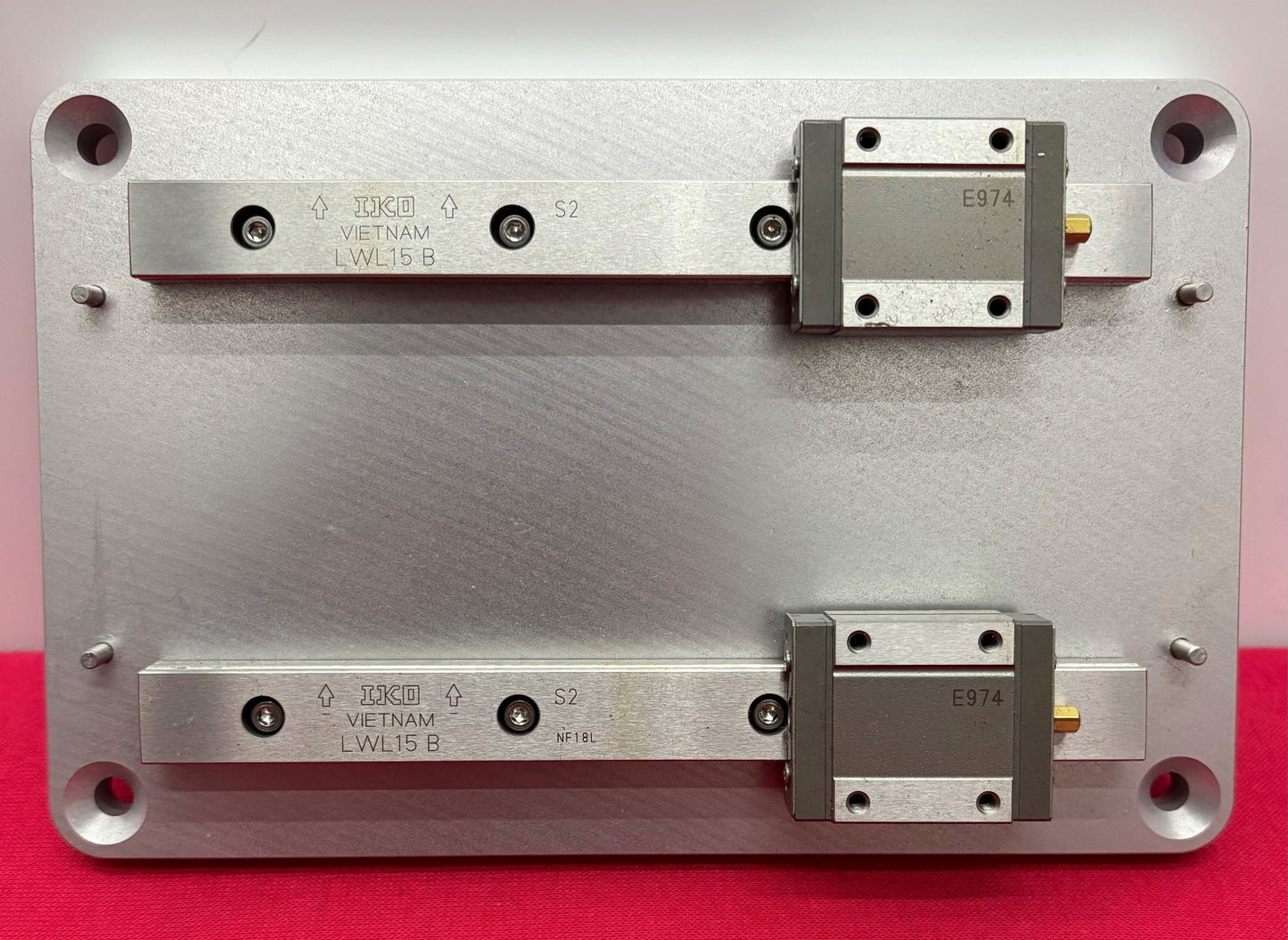 IKO QTY 2 LWL15B LINEAR GUIDE RAIL SLIDE BLOCK MOUNTED ON ALUMINUM PLATE