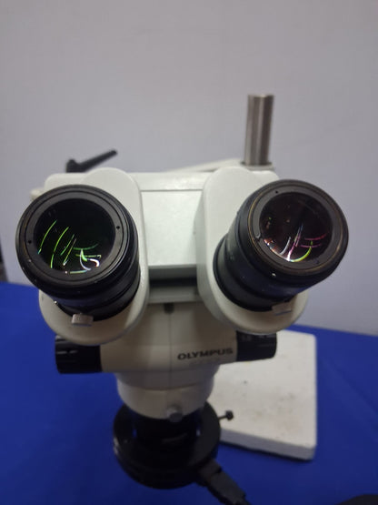 OLYMPUS SZX7 8-56 X SZX-TB1 TILTING ERGONOMIC BINOCULAR MICROSCOPE DF PL 0.75X-4