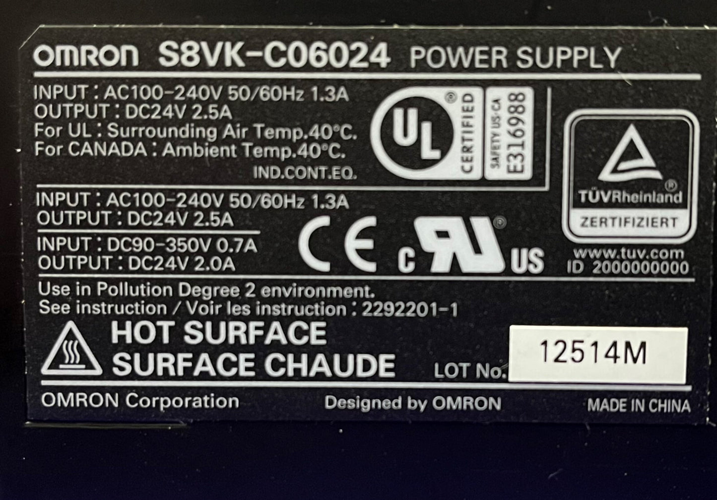 Alimentation à découpage Omron S8VK-C06024 CA 100-240 V CC 24 V