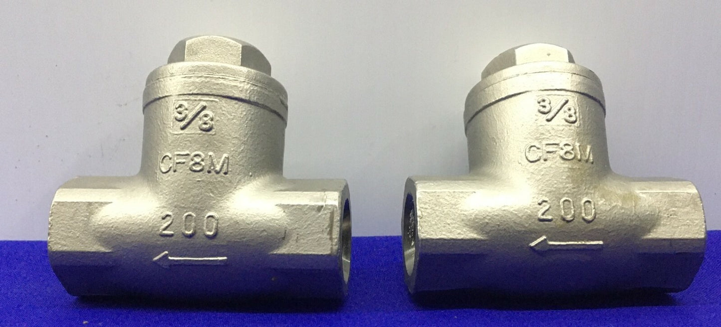 1 LOTTO QTY DI 2 - VALVOLA DI RITEGNO A SBALZO SHARPE 3/8 NPT CF8M 