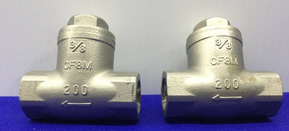 1 LOTTO QTY DI 2 - VALVOLA DI RITEGNO A SBALZO SHARPE 3/8 NPT CF8M 