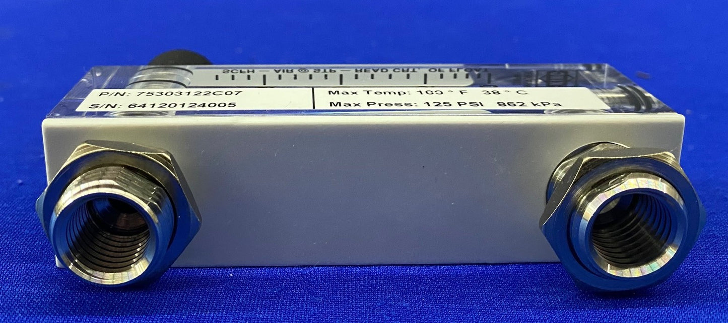 KING INSTRUMENT 75302113C07 FLOWMETER ACRYLIC 75MM/SCALE 23SCFM AIR FLOW 1/4FNPT