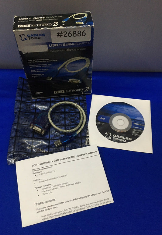 CABLES TO GO、26886、PORT AUTHORITY ™ 2 USB - シリアル アダプタ