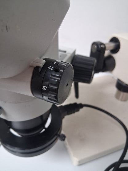 OLYMPUS SZ61 6.7 - 45X STEREO MICROSCOPE WITH BOOM STAND AND LED RING LIGHT