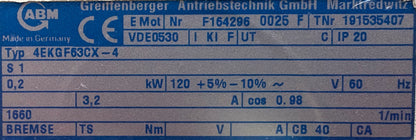 ABM VACUUBRAND DIAPHRAGM VACUUM PUMP 4EKGF63CX-4 VAKUUMPUMPE
