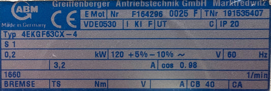 ABM VACUUBRAND DIAPHRAGM VACUUM PUMP 4EKGF63CX-4 VAKUUMPUMPE