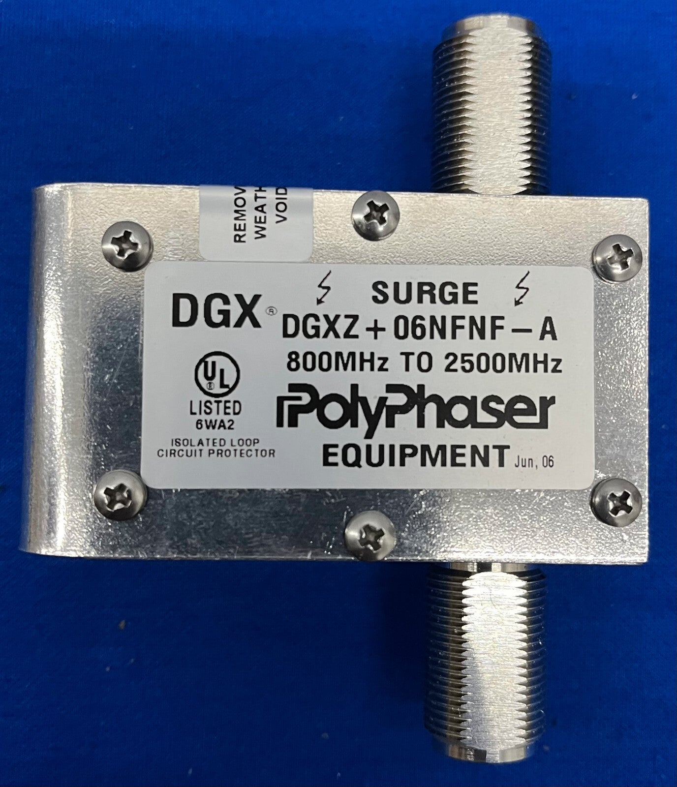 POLYPHASER ® -GERÄT DGX ® / DGXZ+06NFNF-A ISOLIERTER SCHLEIFENSCHALTUNGSSCHUTZ